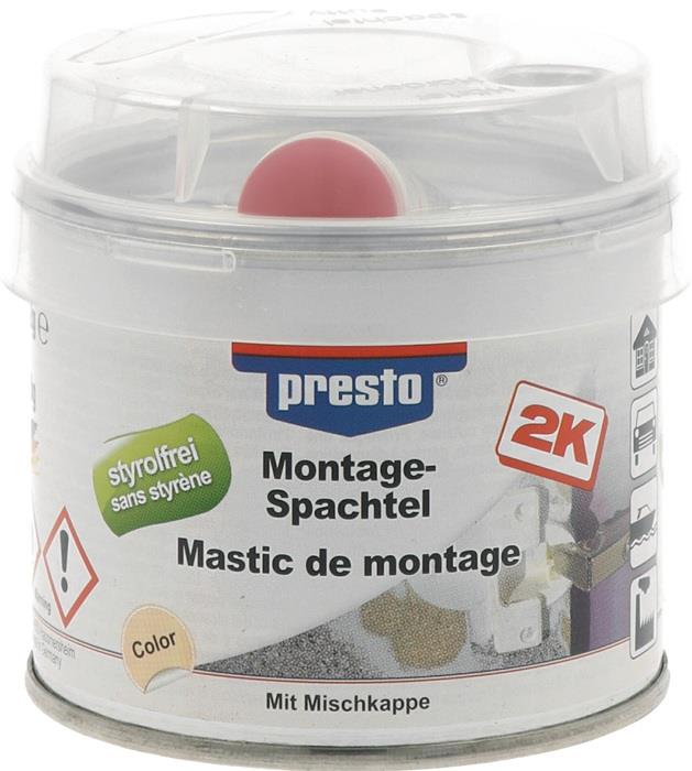 2K-Montagespachtel hell-ocker, Härter rot 250 g Dose PRESTO