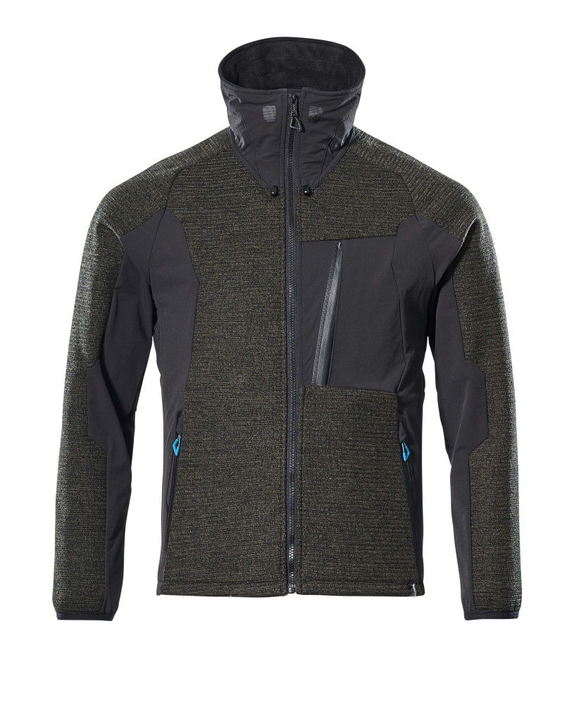 Strickjacke mit Reißverschluss ADVANCED Moosgrün/Schwarz M