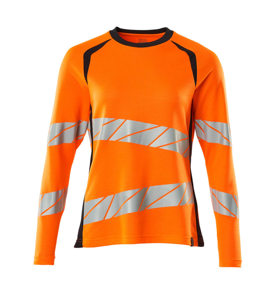 Damen-Passform T-Shirt, Langarm ACCELERATE SAFE Hi-vis Orange/Schwarzblau 3XLONE
