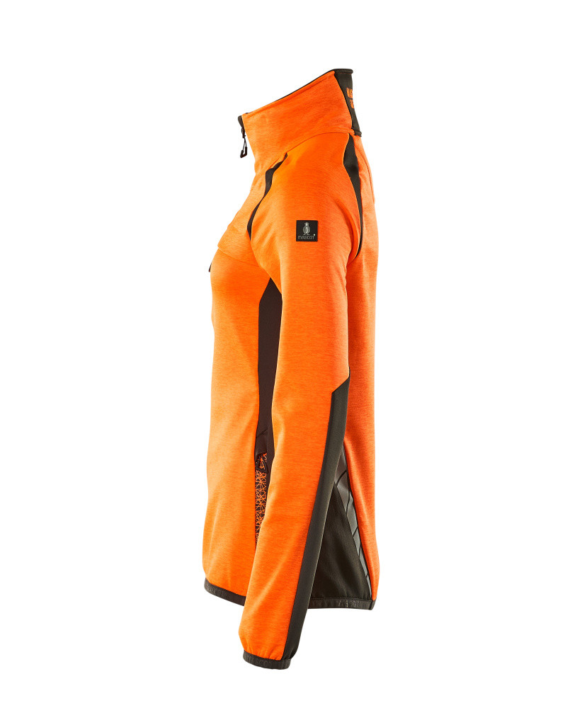 Damen-Passform Fleecejacke mit kurzem Reißverschluss ACCELERATE SAFE Hi-vis Orange/Dunkelanthrazit L