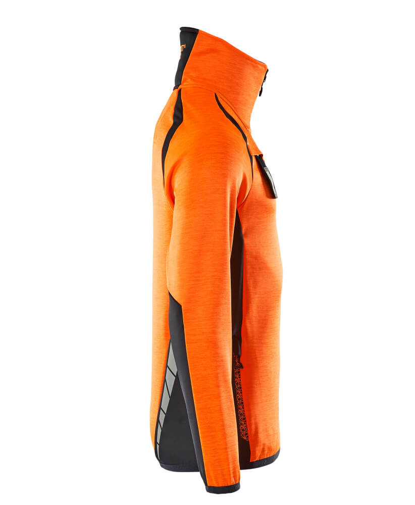 Fleecejacke mit kurzem Reißverschluss ACCELERATE SAFE Hi-vis Orange/Schwarzblau L