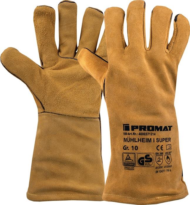 Schweißerhandschuhe Mühlheim I Super Größe 10 gelb EN 388, EN 407, EN 12477 PSA-Kategorie II 6 Paar PROMAT