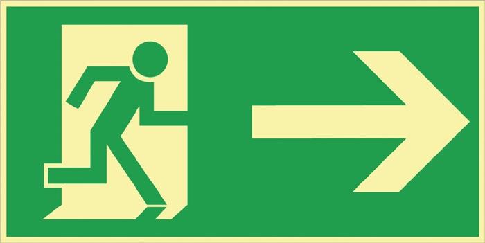 Rettungszeichen BGV A8 L297xB148 mm Rettungsweg rechts Folie