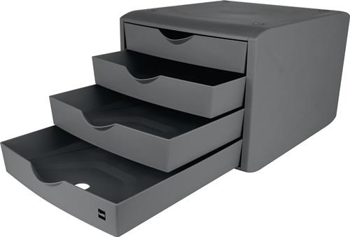 Schubladenbox m.Auszugssperre 4 Schubl.lichtgrau H215xB265xT332mm HELIT