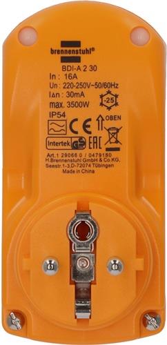 Personenschutzadapter BDI-A2 30 16 A 230/50V/Hz 3680W IP54 BRENNENSTUHL