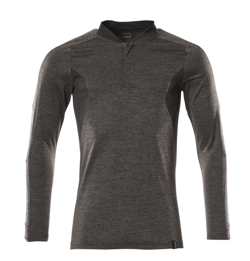 Polo-Shirt, Langarm ACCELERATE Dunkelanthrazit  meliert/Schwarz 2XLONE