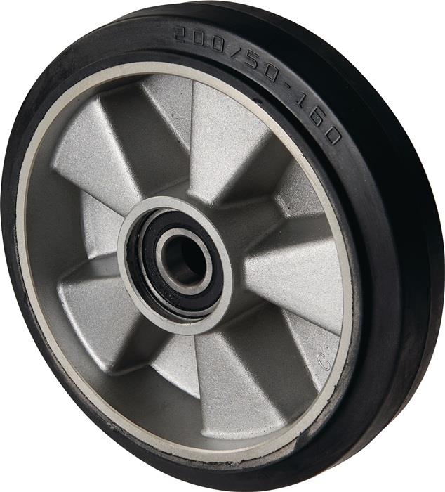 Lenkrad Vollgummi Naben-L. 43 mm Rad-B. 50 mm Rad-Ø 200 mm Alu-Guss-Felge PFAFF