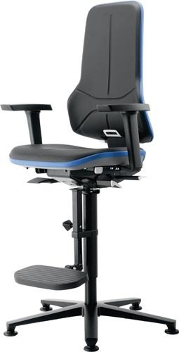 Arbeitsdrehstuhl Neon Bodengleiter+Aufstiegshilfe o.Polsterelement blau