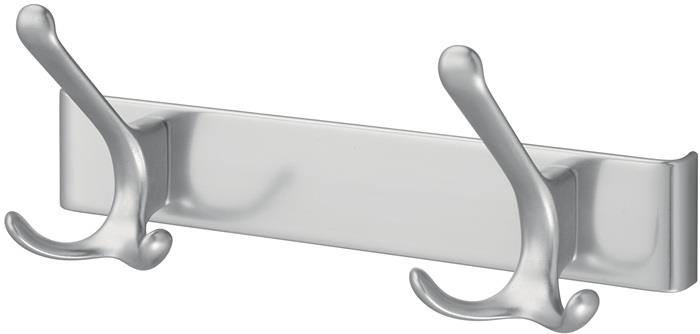 Huthakenleiste silberfarbig eloxiert Höhe 102 mm 250 mm 2 Haken 0822