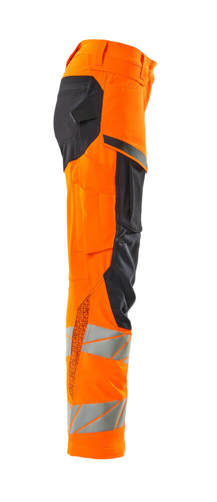 Damen-Passform DIAMOND Hose mit Knietaschen ACCELERATE SAFE Hi-vis Orange/Schwarzblau 82C50