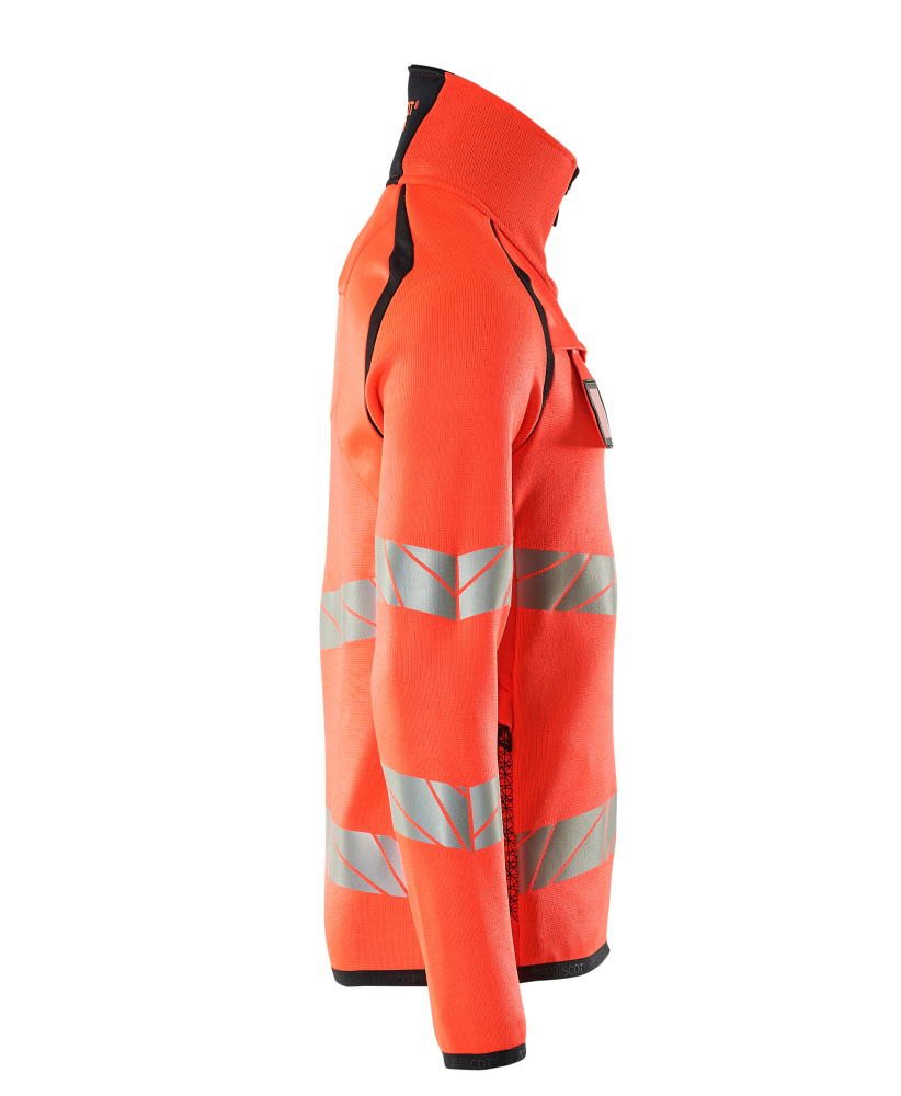 Strickpullover mit kurzem Reißverschluss ACCELERATE SAFE Hi-vis Rot/Schwarzblau 5XL