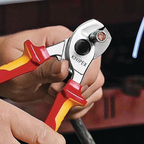 Kabelschere L.165mm Kopf verchr.VDE m.Öse Mehrkomp.-Hüllen Form 1 KNIPEX