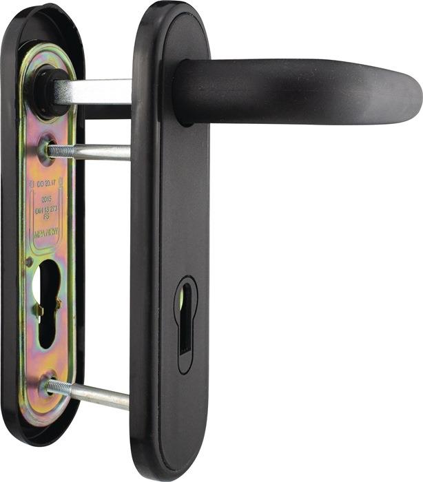 Feuerschutzgarnitur sw für Türstärke 40 66 mm PZ abgerundet DIN links / rechts Drückergarnitur 80PR DIN 18274