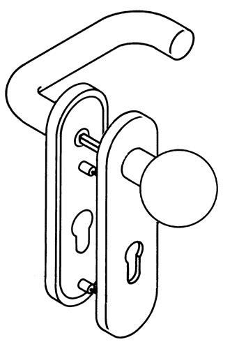 Kurzschildgarnitur 111R03.113 50 Ku.50 PZ rd Drückergrt.HEWI