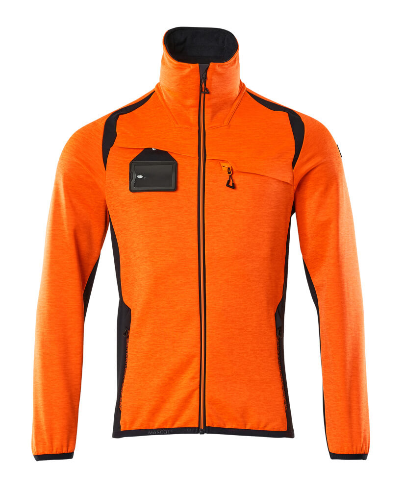 Fleecepullover mit Reißverschluss ACCELERATE SAFE Hi-vis Orange/Schwarzblau 4XL