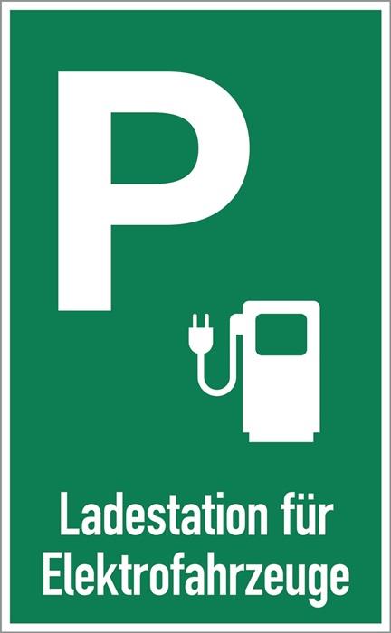 Parkplatzbeschilderung Ladestation für Elektrofahrzeuge L400xB250 mm Aluminium grün/weiß