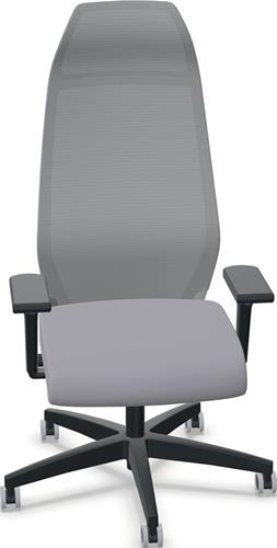 Bürodrehstuhl m.Synchr.-Techn.grau tonal 400-520mm m.Lehnen u.Nackenst.ZÜCO