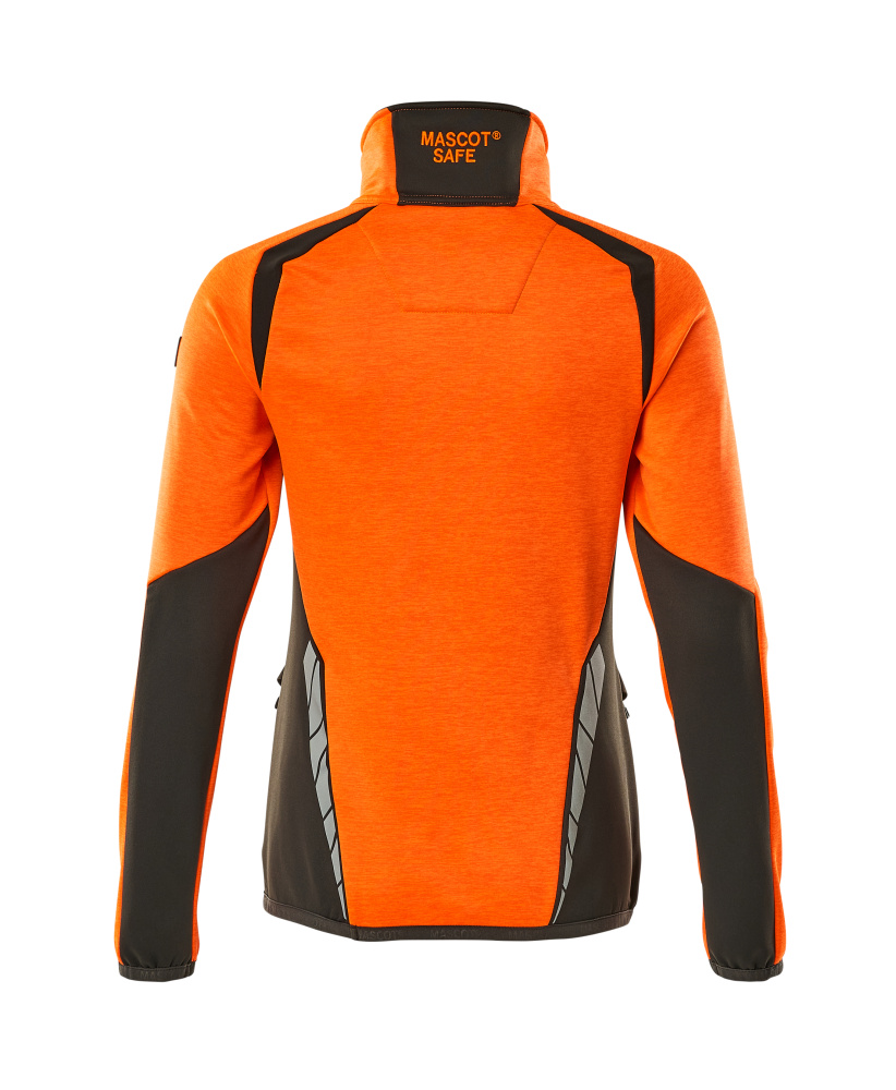 Damen-Passform Fleecejacke mit kurzem Reißverschluss ACCELERATE SAFE Hi-vis Orange/Dunkelanthrazit L