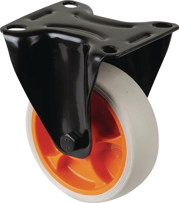 Bockrolle Gummi Platte L104xB80 mm Farbe Rolle hellgrau 100 mm 128 mm 110 kg