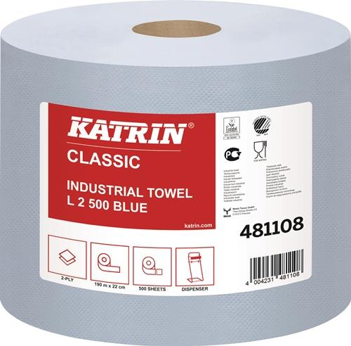 Putztuchrolle Katrin Classic L 2 L.ca.360 mmxB.ca.220mm blau 2-lag.2 RL/VE ELOS