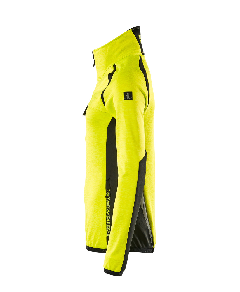 Damen-Passform Fleecejacke mit kurzem Reißverschluss ACCELERATE SAFE Hi-vis Gelb/Schwarz L