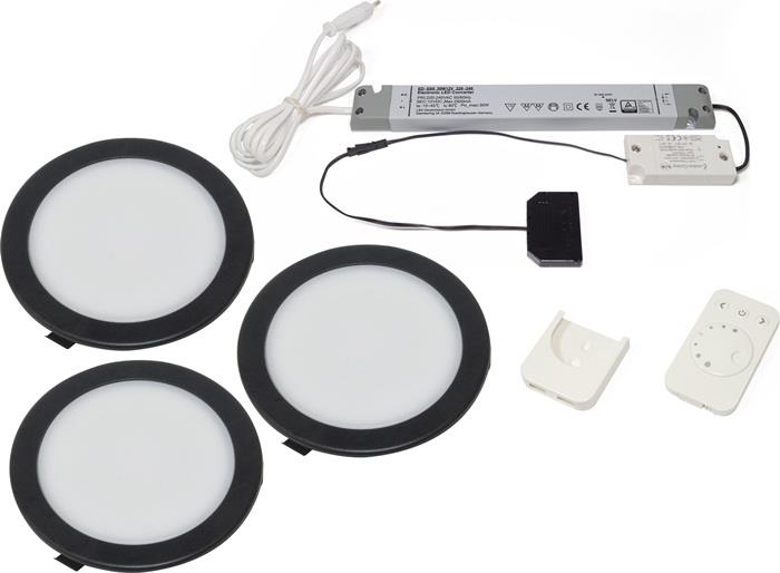 Einbauleuchten-Set Moonlight emotion 12 V DC 3,6 W Rahmenfarbe schwarz L&S