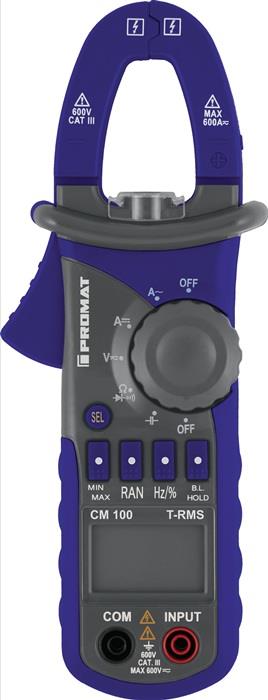 Stromzangenmultimeter CM 100 10 mA-600 A AC, 10 mA-600 A DC CAT III 600 V PROMAT