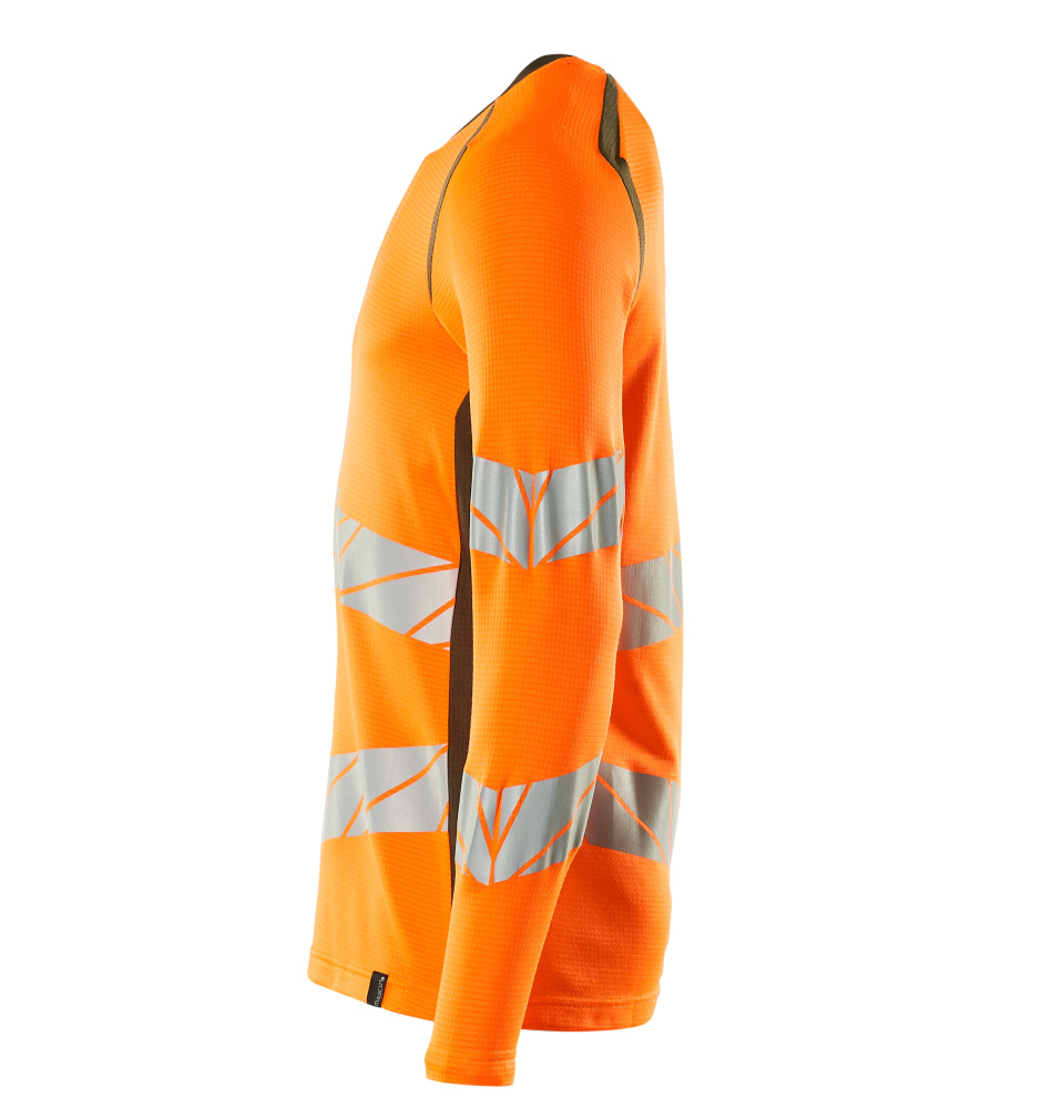 Langarmshirt ACCELERATE SAFE Hi-vis Orange/Moosgrün L  ONE