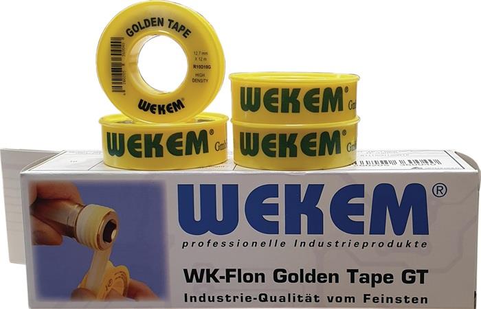 PTFE Dichtband Golden Tape L12 m B12,7 mm D0,1 mm gelb 1 g/cm³ Spule WEKEM