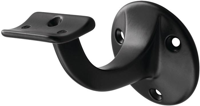 Handlaufträger 3500 Durchmesser Wandplatte 56 mm gewölbte Auflage kunststoffbeschichtet schwarz versenkte Schraublöcher