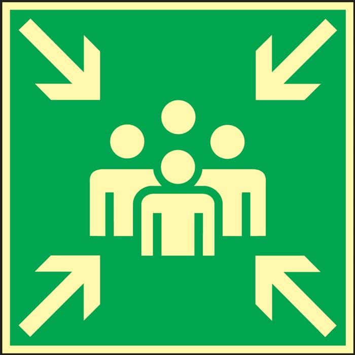 Rettungszeichen BGV A8 L148xB148 mm Sammelstelle Kunststoff