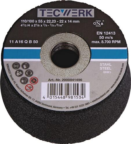 Schleiftopf A16Q 110/100mm STA u.Stahlguss 16 Bohr.22,23mm TECWERK