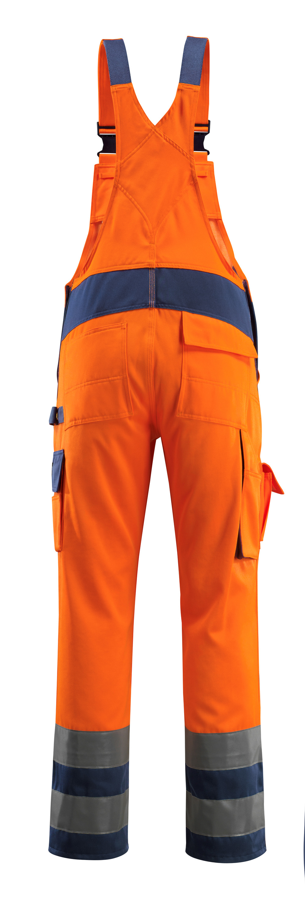 Latzhose mit Knietaschen SAFE COMPETE Hi-vis Orange/Marine 76C48