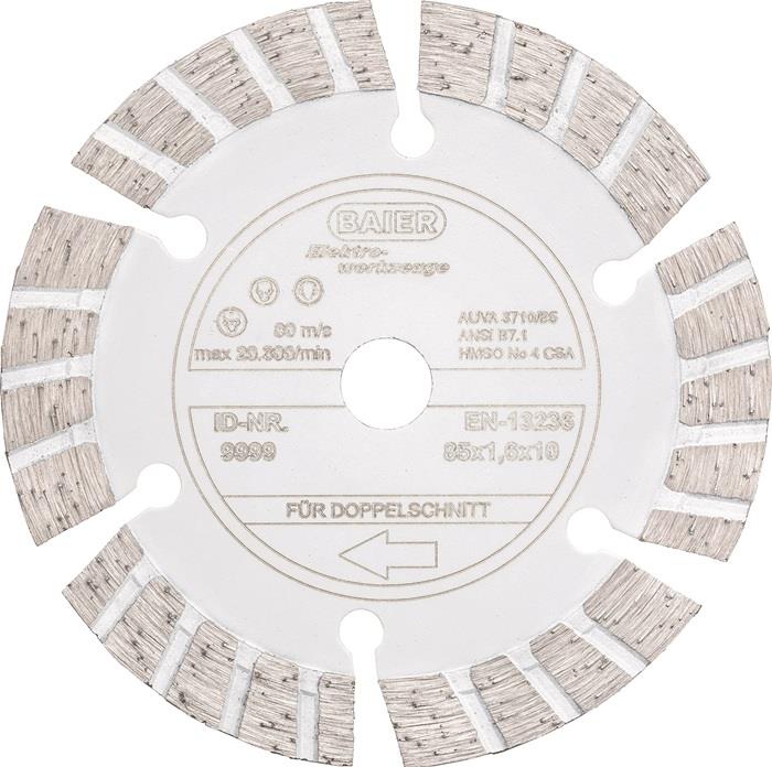 Diamanttrennscheibe Ø 85 mm Bohrung 10 mm Segmentbreite 35 mm Segmenthöhe 10 mm Segmentstärke 2 mm BAIER