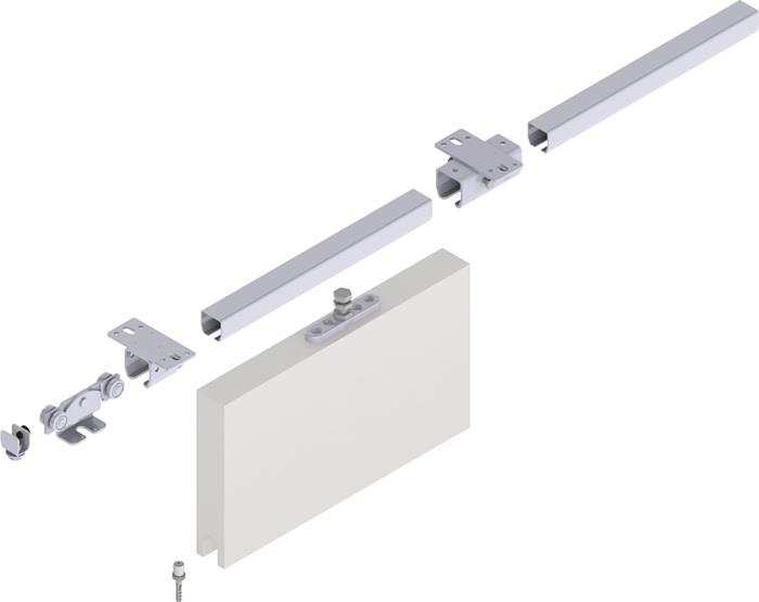 Schiebetorgarnitur Profil 100 Decke blau verzinkt Laufprofillänge 2000 mm Flügelgewicht max. 100 kg HELM