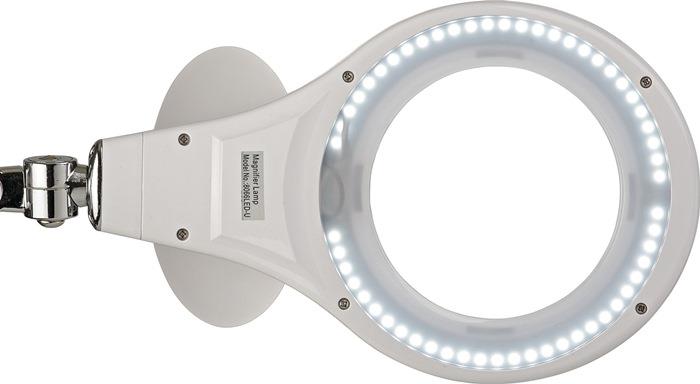 LED Lupenleuchte Glaslinse 127 (5 ″) Tischklemme weiß