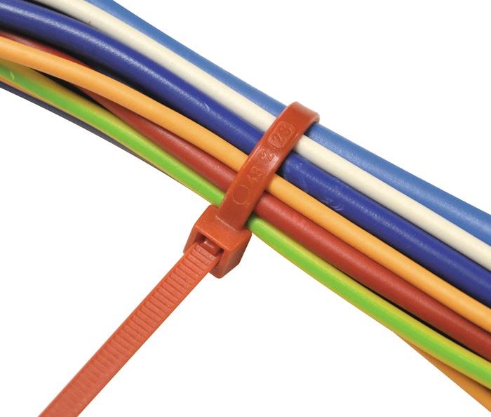 Kabelbinder Länge 280 mm Breite 4,5 mm 100St./Btl. rot