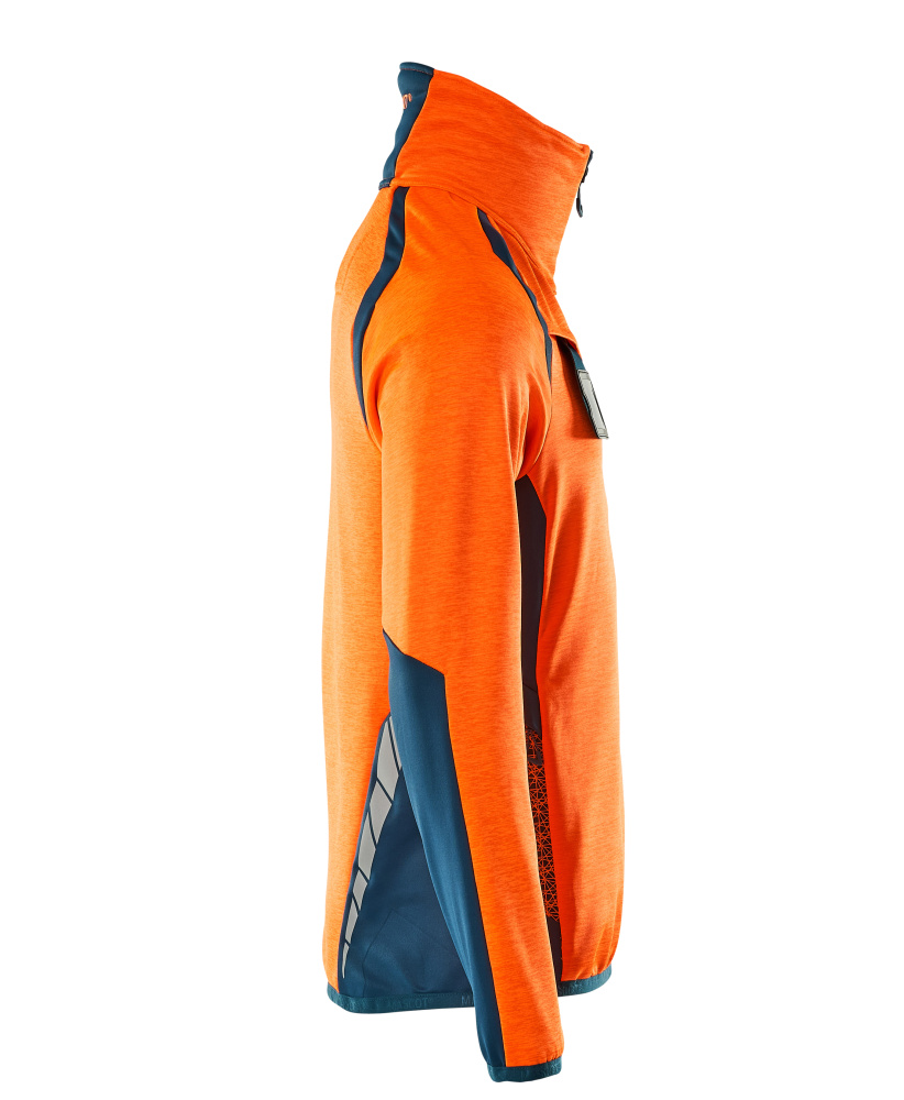 Fleecejacke mit kurzem Reißverschluss ACCELERATE SAFE Hi-vis Orange/Dunkelpetroleum L