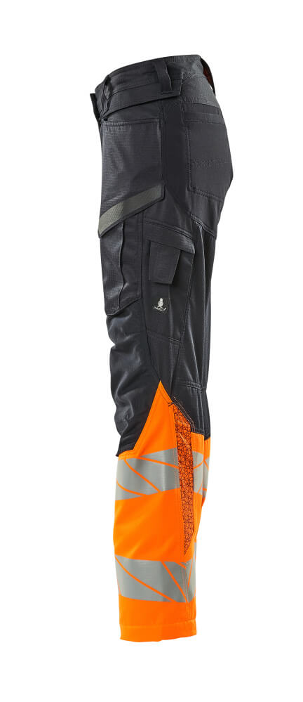 Damen-Passform DIAMOND Hose mit Knietaschen ACCELERATE SAFE Schwarzblau/Hi-vis Orange 82C50