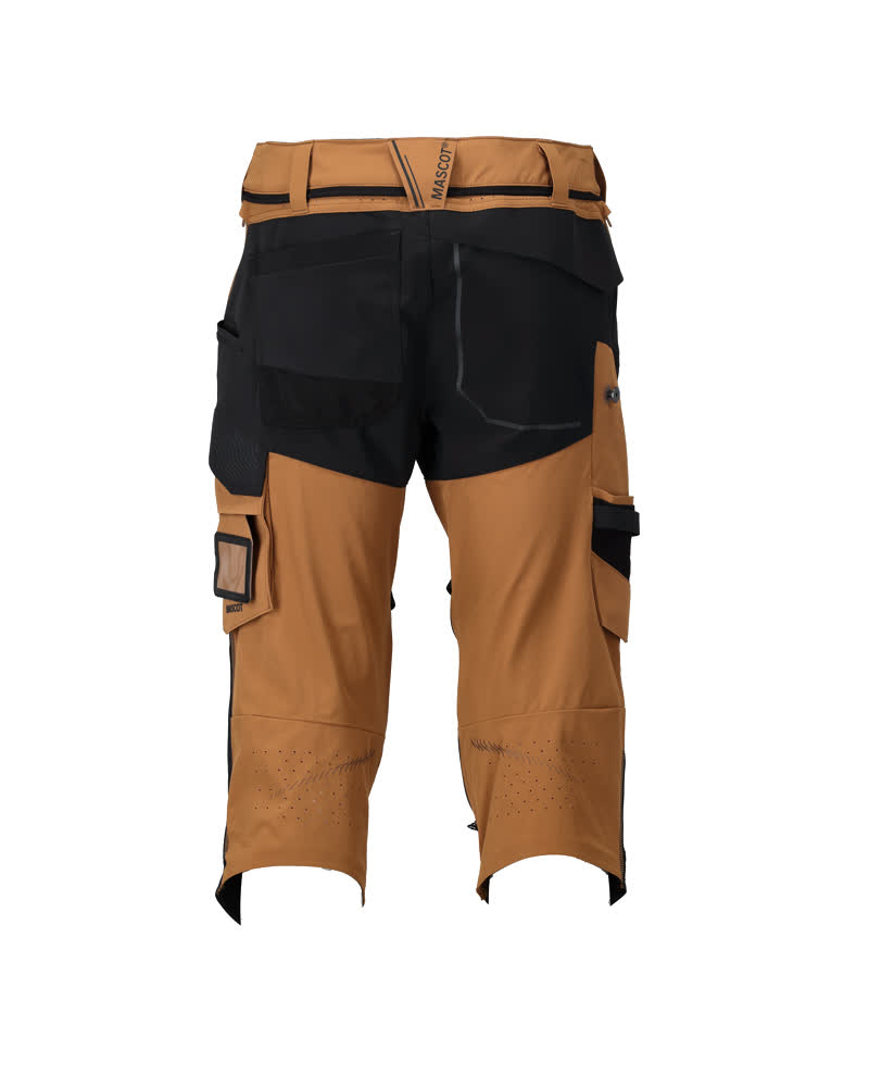 Dreiviertel-Hose mit Knietaschen CUSTOMIZED Nussbraun/Schwarz C64