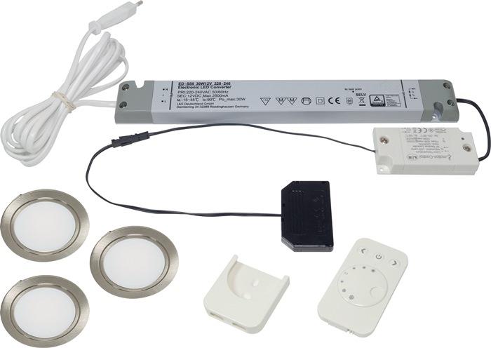 Einbauleuchten-Set Chip 58 emotion 12 V 4 W Rahmenfarbe Edelstahloptik L&S