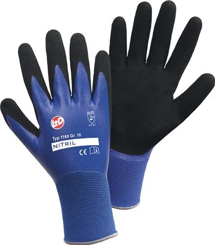 Handschuhe Nitril Aqua Gr.10 blau/schwarz 100%Nyl.m.Nitrilbeschichtung