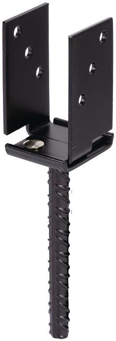 U-Pfostenträger 71x110x200x70xmm verzinkt, schwarz kunststoffbeschichtet zum Einbetonieren GAH