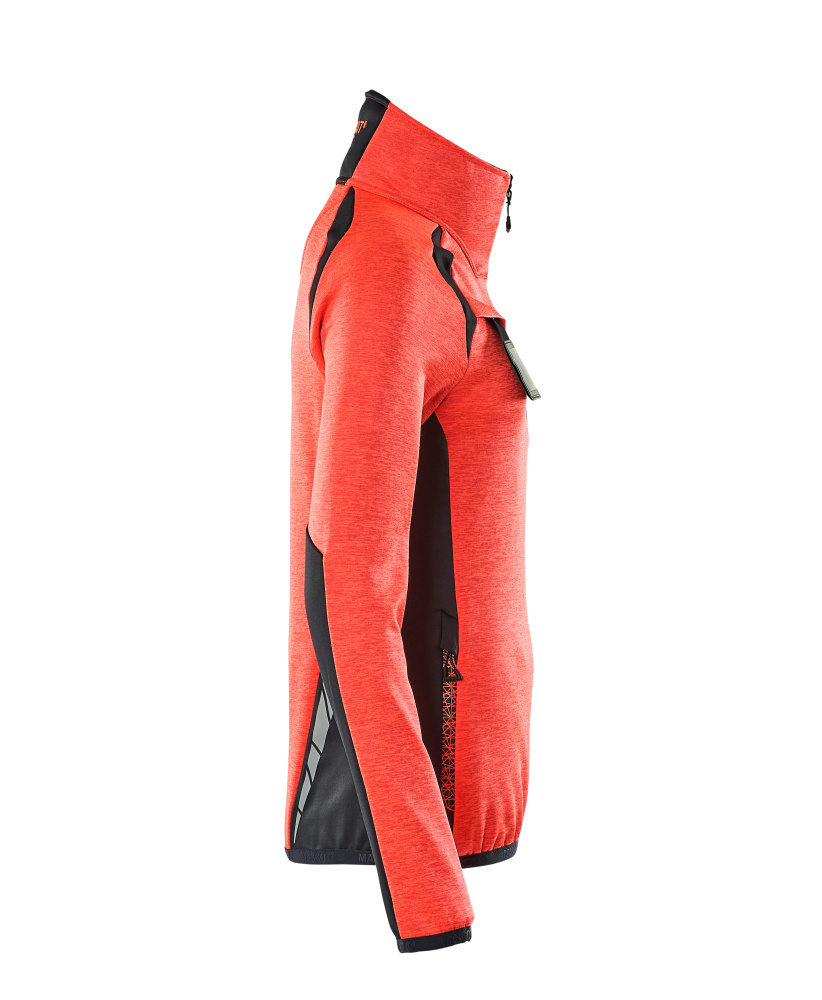 Damen-Passform Fleecejacke mit kurzem Reißverschluss ACCELERATE SAFE Hi-vis Rot/Schwarzblau L