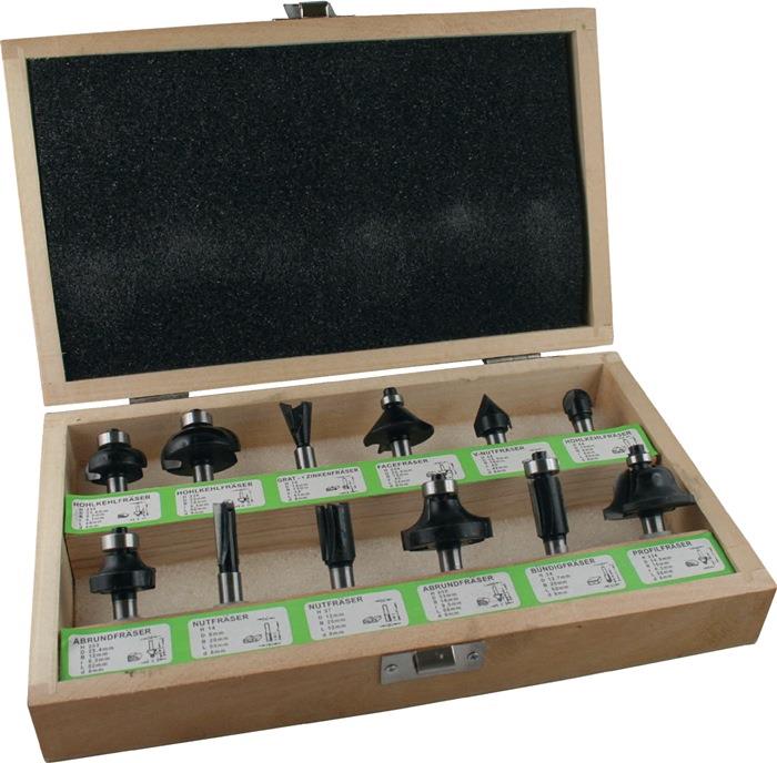 Fräsersatz 973CT12A06 Hartmetall Schaft-Ø 8 mm 12-teilig FISCH-TOOLS