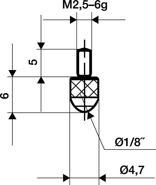 Messeinsatz Ø 3 mm Länge 6 mm Kugel passend zu Messuhren Kunststoff
