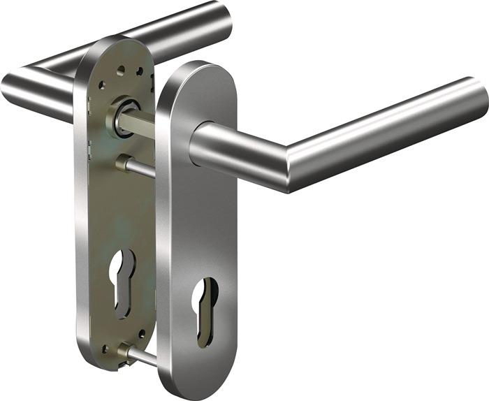 Feuerschutzgarnitur für Türstärke 38 63 mm PZ abgerundet Drückergarnitur Aluminium F1 / silberfarben CORE+8906/7051K F1/silberfarben 114FS Drückerstift