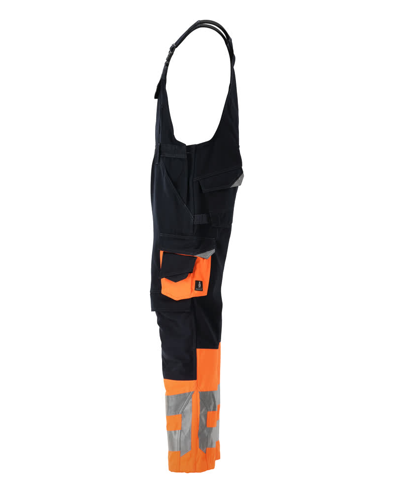 Latzhose mit Knietaschen SAFE SUPREME Schwarzblau/Hi-vis Orange 76C46