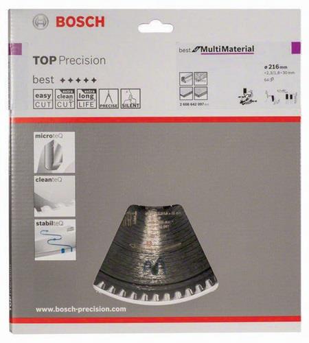 Kreissägeblatt AD 216mm Z.64 HLTCG Bohr.30mm Schnitt-B.2,3mm BOSCH