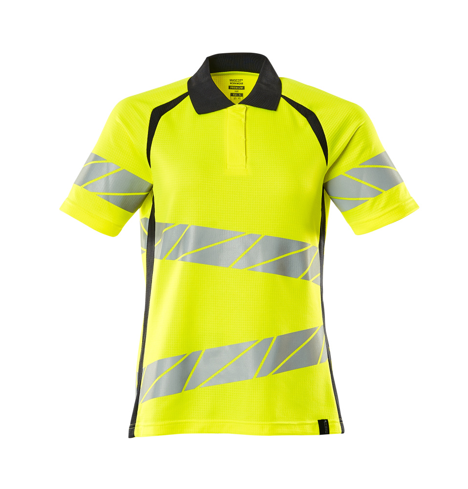 Damen-Passform Polo-Shirt ACCELERATE SAFE Hi-vis Gelb/Schwarzblau L  ONE